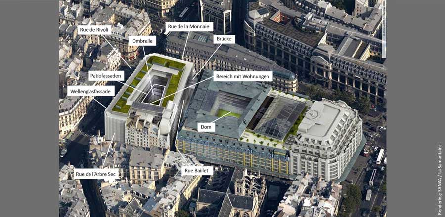 u. a. werden mehrere Fassaden vollständig von FRENER &amp; REIFER geplant, gefertigt und montiert - Samaritaine Paris - FRENER &amp; REIFER
