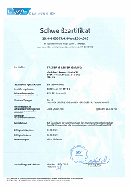 Certificat de soudage<br />1090-3.00077 .GSIMue.2020.003